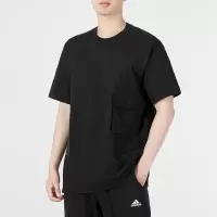 阿迪达斯(adidas)2023春夏新款跑步运动服休闲上衣半袖宽松棉质圆领T恤男 HE9945/黑色