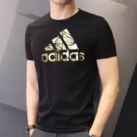 阿迪达斯(adidas)夏季新款运动服舒适健身圆领休闲T恤 HG2178/黑色-金标胸前大logo