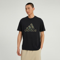 阿迪达斯 (adidas)春季男子运动训练休闲圆领短袖T恤HS3215 黑色