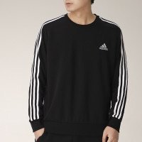 阿迪达斯 (adidas) 男卫衣 2023春季新款运动服上衣跑步训练休闲长袖圆领棉质套头衫 GK9078/黑色