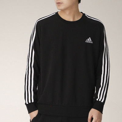 阿迪达斯 (adidas) 男卫衣 2023春季新款运动服上衣跑步训练休闲长袖圆领棉质套头衫 GK9078/黑色