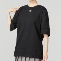 阿迪达斯 (adidas)三叶草女装 2023夏季新款运动健身训练潮流时尚透气圆领短袖T恤 IA6464黑色