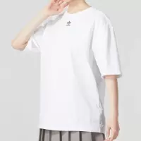 阿迪达斯 (adidas)2023夏季 三叶草夏季女子运动休闲圆领短袖T恤IA6461/白色