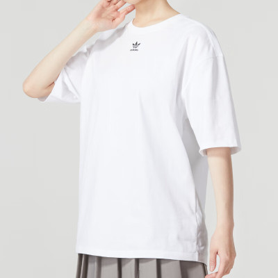 阿迪达斯 (adidas)2023夏季 三叶草夏季女子运动休闲圆领短袖T恤IA6461/白色