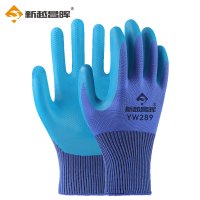 新越昌晖乳胶发泡手套 劳保手套 浸胶防滑耐磨透气皱纹涂胶手套 工地工作防护维修手套L528 均码12副