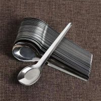 不锈钢喝汤勺 商用家用平底小勺子 食堂吃饭勺子 长柄勺10把装