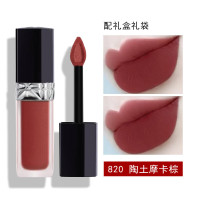 迪奥(Dior)烈焰蓝金持久哑光锁色黑管唇釉持妆口红送 820 陶土摩卡棕