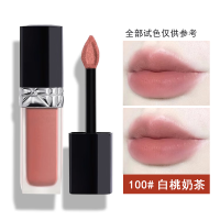 迪奥(Dior)烈焰蓝金持久哑光锁色黑管唇釉持妆口红 100 白桃奶茶