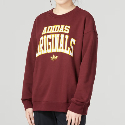 阿迪达斯 (adidas)三叶草女装SWEATSHIRT运动休闲时尚舒适圆领套头卫衣 IC6002枣红色