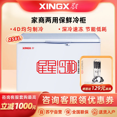 星星(XINGX)256升商用家用单温单箱低霜冰柜 冷藏冷冻转换冷柜 顶开门冰箱 断电保护BD/BC-256E