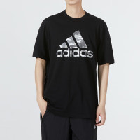 阿迪达斯 (adidas)三叶草短袖男 23夏季新款运动服半袖休闲透气棉质圆领短袖T恤男 HE2370/黑色/迷彩阿迪标