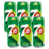 百事可乐 七喜柠檬味汽水细长易拉罐 330ml*6罐组