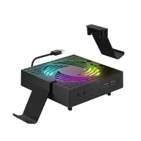 适用于微软Xbox Series X主机散热风扇XSX游戏机多功能散热器防尘网游戏手柄支架耳机挂钩RGB氛围灯配件
