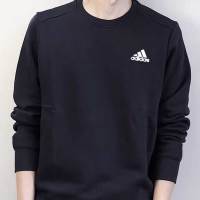 阿迪达斯(adidas)卫衣男装2023春季运动服针织加绒保暖防风休闲上衣圆领套GK9111