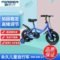 永久儿童自行车2-4岁小孩单车男童脚踏车大童男女学生自行车 12寸宝石蓝-适用2-4岁HW-DW-12