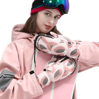 三极 TP3399 女士冬季保暖触屏滑雪手套 包指款 粉色涂鸦(LX)