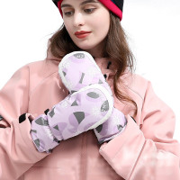 三极 TP3399 女士冬季保暖触屏滑雪手套 包指款 紫色涂鸦(LX)