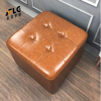 金菲罗格欧式皮墩沙发凳 棕色方凳
