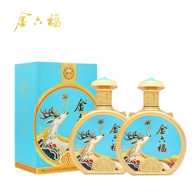 金六福一鹿富贵蓝50.8度高度白酒浓兼香型随机发500ml*2瓶中秋佳节送礼