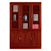 鸿业盛大FSC-811三门书柜办公室柜子文件柜木质资料柜油漆贴实木皮书柜储物柜1350L*420W*2000H_340