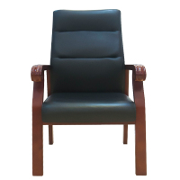 鸿业盛大FS-D309办公家具会议椅洽谈椅实木架皮办公椅电脑椅领导椅子黑色牛皮_178