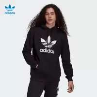 阿迪达斯(Adidas)三叶草男装运动休闲连帽长袖套头卫衣H06667 黑色/白