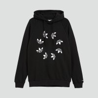 阿迪达斯 (adidas)三叶草卫衣男装 新款套头印花休闲舒适运动连帽衫 H37736黑色内里毛圈