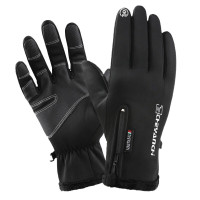 三极 TP3404 男女触屏拉链运动加绒滑雪手套 黑色 2XL(LX)
