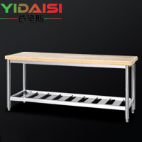 意黛斯 木案工作台厨房操作台商用木面案板台 下花格款1800*800*800 YDS-31TMHG188 304材质