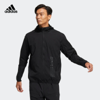 阿迪达斯 (adidas)外套男装 2023新款户外跑步运动服透气休闲服针织宽松防风夹克男 HE9915-单层速干