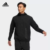 阿迪达斯 (adidas)外套男装 2023新款户外跑步运动服透气休闲服针织宽松防风夹克男 HE9915-单层速干