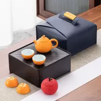 旅行茶具茶罐套装 禅道黄+荔枝茶罐