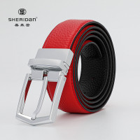 SHERIDAN喜来登男士针扣头层牛皮开门红腰带NL210551S