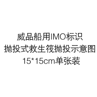 威品船用IMO标识抛投式救生筏抛投示意图 15*15cm单张装