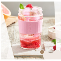 苏泊尔(SUPOR)泡饮杯玻璃杯咖啡杯男女学生便携式随手茶水杯子ins风 [直饮杯]KC36HT10-奶油粉360ML