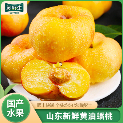 [苏鲜生]顺丰快递 山东新鲜黄油蟠桃 新鲜水果桃子 产地直发 净重4斤装