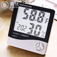 温温度计家用室内婴儿房高精度大屏电子温湿度计儿童闹钟htc-1