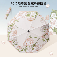 手动防晒遮阳伞双人印花晴雨伞两用男女加厚黑胶防紫外线太阳伞
