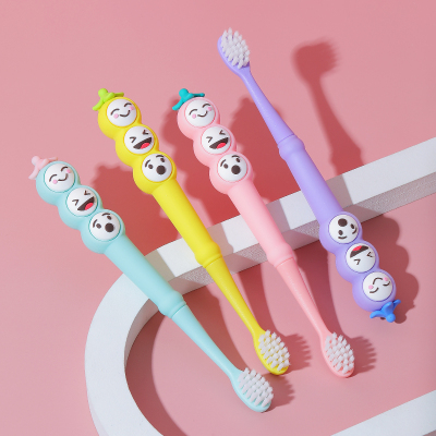 米选儿童牙刷软毛3-6-12岁宝宝牙刷 日本设计豌豆表情儿童螺旋软毛牙刷(1支装)