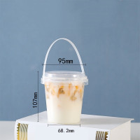 水果捞盒子冰粉专用杯打包杯500ml提手桶+高盖 10个/包 5包起发