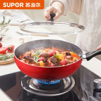 苏泊尔(SUPOR)炫彩易洁不粘煎炒锅 家用燃气灶专用 带盖 28cm VJ28RP03
