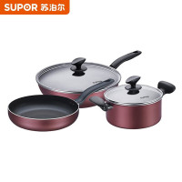 苏泊尔(SUPOR)雅居豪华三件套铝合金炒锅煎锅汤锅燃气电磁电陶通用 T1314T