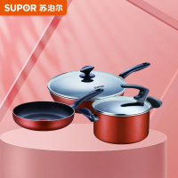 苏泊尔(SUPOR)炒锅煎锅汤锅锅具套装三件套 烹饪锅具火红点豪华三件套 T1232T