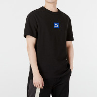 彪马(PUMA)T恤男士2023夏季新款情侣运动服半袖潮流宽松透气白色黑色棉短袖 536781-01