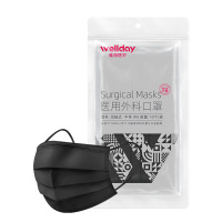 维德 医用外科口罩三层成人一次性灭菌级无菌口罩批发10个/袋 黑色 400袋/箱 一箱