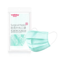 维德 医用外科口罩三层成人一次性灭菌级无菌口罩批发10个/袋 绿色 400袋/箱 一箱