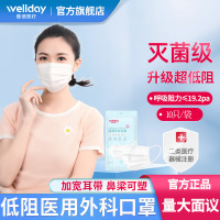 维德低阻力医用外科口罩成人一次性无菌防护三层透气夏季薄款10个/包