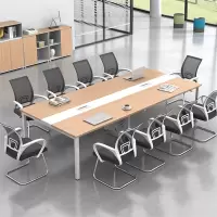 易企采 280*140CM办公家具钢架直腿会议桌长桌小型简约现代长条桌培训桌洽谈桌办公桌椅组合
