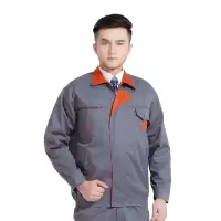 君御 JY-F101棉阻燃工作服汽修电焊翻领耐磨制服(含裤子) 灰色XXXXL 1件