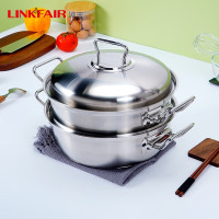 凌丰(LINKFAIR) 304不锈钢锅蒸锅家用汤锅 加厚蒸格电磁炉蒸屉蒸笼三层复合底 LFZG-KS28T3 1个